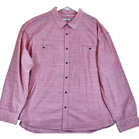 PD&C Men's Long Sleeve Shirt Pink Size Big/Tall 5X Cotton Blend ButtonUp Pockets - Picture 1 of 6